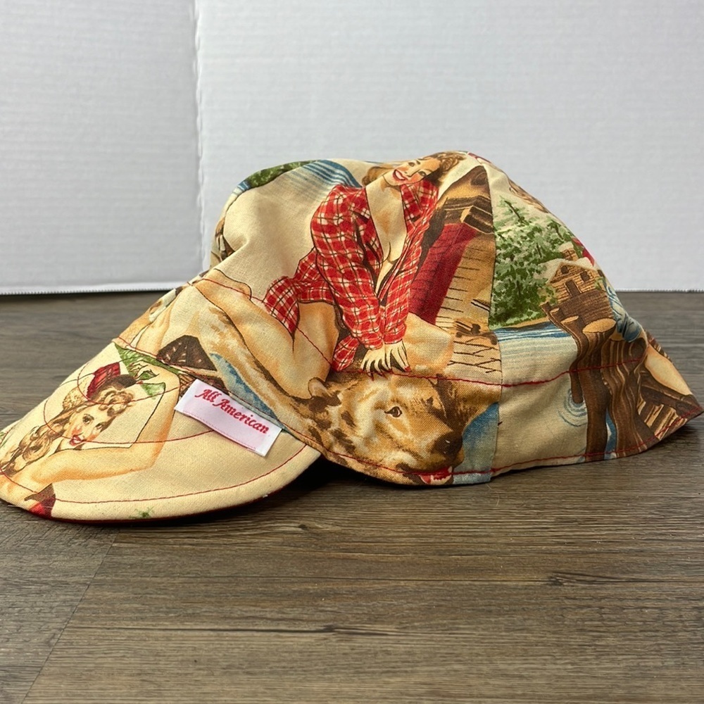 All American Pin Up Girl Biker Hat, made in USA, size Large